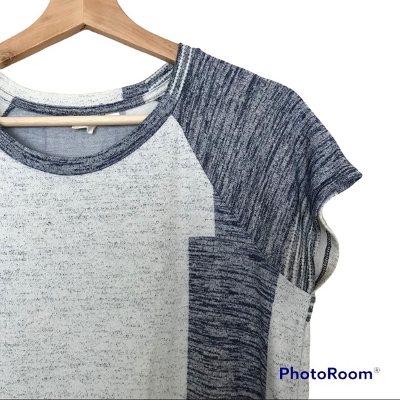 GAP Short Sleeve Top | Blue Stripe Patchwork Colour Block - Picture 4 of 8